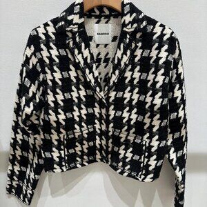 Sandro Bree Houndstooth Cropped Cardigan Sweater Jacket – Size 1